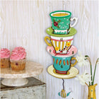 Enesco Allen Designs Spot of Tea Stacked Cups Sculpted Pendulum Wall Clock-Hand crafted from high-quality resin material that is hand-painted by skilled artisans and packaged in a kraft gift box