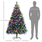 HOMCOM 6' Pre-Lit Artificial Christmas Tree with Dual-Colour LED Lights - Green-Hinge construction, section design, branches being opened automatically, easy-to-shape moulded branches for quick setup 