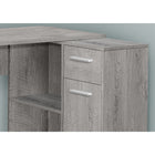 Monarch Specialties 7346 46" Computer Desk - Industrial Grey/Storage Cabinet-Desktop is divided into 2 segments: a main worksurface and a smaller, slightly lower surface on top of the storage unit