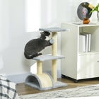 PawHut - Arbre à chat 28 po, tour d’escalade avec poteau à griffer en sisal - gris clair-Perchoirs confortables pour se détendre 