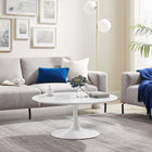 Modway Lippa 36" Round Wood Coffee Table - White-Chip-Resistant Metal Pedestal Base