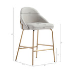 Manhattan Comfort Gracie 22" Modern Leatherette Upholstered Counter Stool - Stone and Gold - 2 Pack-Upholstered in Luxurious Leatherette with Fine Stitching 