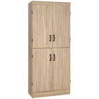HOMCOM 69.5" H 6-Tier Kitchen Pantry Cabinet with 4 Doors - Natural Wood-2 double door cabinets with 6-tier shelving space, for display and storage of food boxes, dishes, bathroom accessories, books, etc. 