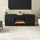 Hudson&Canal Tillman TV Stand with 26" Crystal Fireplace for TV's up to 75" - Black Grain-Constructed of sturdy MDF materials in Black Grain