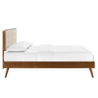 Modway Bridgette Wood Queen Platform Bed with Splayed Legs - Walnut Beige-Assembly Required