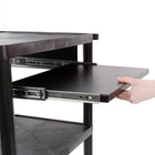 Luxor - Chariot plat en résine à 3 tablettes - 24" x 18" - avec tablette coulissante avant et prise électrique - capacité 400 lb - noir-Rebord de retenue de 0.25" entourant les étagères plates