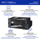 Brother - MFC-T980DW Imprimante tout-en-un à jet d’encre couleur sans fil et Ethernet INKvestment Tank avec bac multi-usage-Impression recto verso, gestion du papier et port USB