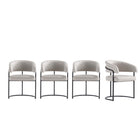 Manhattan Comfort - Lot de 4 chaises de salle à manger modernes Augusta 23,6 po en similicuir gris clair-Chaise de salle à manger moderne avec dossier pour salle à manger et bureau à domicile lot de 4