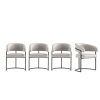 Manhattan Comfort - Lot de 4 chaises de salle à manger modernes Augusta 23,6 po en similicuir gris clair-Chaise de salle à manger moderne avec dossier pour salle à manger et bureau à domicile lot de 4