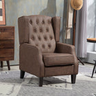 HOMCOM Faux Leather Accent Chair with Wood Legs - Thick Padding for Living Room - Brown-Button tufted wingback brings timeworn charm 
