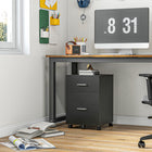 Vinsetto Mobile 2-Drawer Letter/A4 Filing Cabinet with Wheels - Black-Made of particleboard for sturdiness
