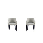 Manhattan Comfort Gansevoort 22.5" Modern Faux Leather Upholstered Dining Armchair - Stone Grey - Set of 2-Modern Dining Armchair for Dining Room and Task Use. Set of 2