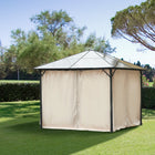 Outsunny - Rideaux de gazebo 10 pi L x 10 pi l avec portes à glissière, crochets/anneaux en C pour patio, rideaux seulement, beige-Fabriqué en tissu polyester résistant et de haute qualité  