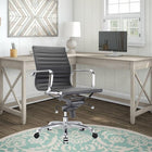 Plata Import Antoni Office Chair Leather Upholstery Low Back Adjustable Height Metal Frame - Black-Low-Back modern style