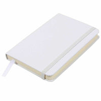 JAM Paper Hardcover Small Journal Notebook With Elastic - 100 Lined Sheets - 3 3/4" x 5 5/8" - White-Colour: White | Be stylish and organized with a colourful note book.