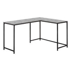 Monarch Specialties - 7392 Bureau 58 po - Fausse Pierre Grise En Coin/Metal Noir-Bureau d'ordinateur en forme de L avec un grand dessus de bureau au fini faux pierre gris