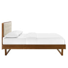 Modway Bridgette Wood Full Platform Bed with Angular Frame - Walnut Beige-Assembly Required