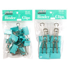 JAM Paper Colourful Binder Clips Assortment - Medium & Large - Teal - 27 Pack-Colour: Teal | Made of tempered steel for an extra strong hold