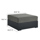 Modway - Tahoe Terrasse extérieure Aluminium revêtu en poudre Ottoman in Charbon de bois gris-Aluminium revêtu en poudre