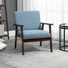 HOMCOM - Fauteuil d’appoint moderne avec siège rembourré - pieds en bois pour chambre - bleu-Rembourrage en mousse épaisse sur toute la surface pour un confort optimal   
