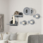 PawHut Wall-Mount Cat Tree with Scratching Post & Shelves-Includes 5 pieces: scratching post, condo, steps, and platforms 