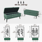 HOMCOM - Banc ottoman de rangement en tissu en lin - vert foncé-Le rembourrage épais en mousse avec surface en lin offre une expérience d'assise confortable   