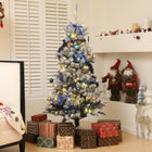 HOMCOM 5' Pre-Lit Artificial Christmas Tree with LEDs and Decorations - White-LED lights offer warm white settings 