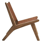 Modway - Saoirse Cuir Fauteuil lounge d’accent en bois - Brun noyer-Pieds inclinés et supports de barre transversale