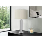 Monarch Specialties 28" H Contemporary Table Lamp - Nickel Metal / Ivory / Cream Shade-The easy 3-way rotary switch holds a single bulb (not included) with a maximum outage of 100W/120V allowing you to adjust the lighting ambiance to instantly brighten or dim the room