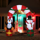 Outsunny 9' Lit Inflatable Candy Archway with Snowman Christmas Decoration-Deflates for easy storage 