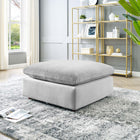 Modway Commix Down Filled Overstuffed Performance Velvet Ottoman - Light Grey-Stain-Resistant Performance Velvet