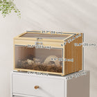 PawHut Hamster Cage with Hut, Seesaw & Ladder - Natural Wood-Ventilation holes on two sides ensure airflow, reducing odours