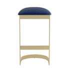 Manhattan Comfort - Aura tabouret de bar moderne 42 cm en similicuir bleu et laiton poli-Conception sans dossier avec base géométrique
