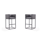 Manhattan Comfort - Tabouret de bar Embassy 21" style milieu du siècle moderne, rembourré en similicuir - gris et noir - lot de 2-Tabouret de bar moderne du milieu du siècle avec banquette arrière parfait pour un bar et une cuisine. Ensemble de 2