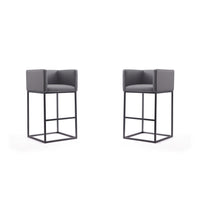 Manhattan Comfort - Tabouret de bar Embassy 21" style milieu du siècle moderne, rembourré en similicuir - gris et noir - lot de 2-Tabouret de bar moderne du milieu du siècle avec banquette arrière parfait pour un bar et une cuisine. Ensemble de 2