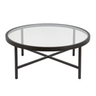 Hudson&Canal Xivil 36"W Round Coffee Table with Glass Top - Blackened Bronze-Features a tempered glass top
