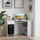 HOMCOM - Bureau en l avec plateau pour clavier - 47,2 po L x 27,6 po l x 29,5 po H - blanc-Forme en « L » gain de place qui s'adapte facilement aux coins