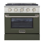 Kucht 30" KNG Series Pro Style Natural Gas Range - Stainless Steel/Olive Green-Cook and bake like a pro with the extra-large convection oven that offers 4.2 cu. ft. of capacity, a 5-rack configuration, and an extra-large viewing window