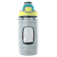 Bubba - Bouteille d’eau pour enfants Flo bubba, 473 ml, large ouverture, manchon en silicone, couvercle à bouton-poussoir, pierre pâle/lumière vive/scuba-Couvercle 100 % antifuite lorsqu’il est fermé, avec un couvercle de bec verrouillable pour protéger contre la saleté et les impuretés