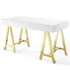 Modway Jettison 55" Office Desk - Gold White-Minimalist Desk
