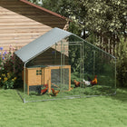 PawHut - Poulailler en métal - 9,8 pi x 5,6 pi enclos à poules avec couverture-Couleur : Argenté 
