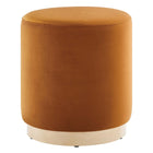 Modway Tilden 16" Round Performance Velvet Upholstered Ottoman - Rust/Natural-Performance Velvet Upholstery