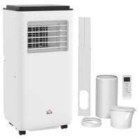 HOMCOM 8,000 BTU Portable Air Conditioner with Timer - White-Three functions: Cool, dehumidify, fan. Two modes: auto (automatically setting it to cool or ventilate mode according to temperate), and sleep (gently increasing the temperature every hour) 