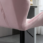 HOMCOM Adjustable Swivel Velvet-Touch Fabric Bar Stools - Pink - 2 Pack-Seat Dimensions: 22.5"W x 17"D x 24-32"H