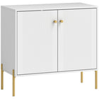 HOMCOM Modern 31.5" L Sideboard Buffet Cabinet with Fluted Doors - White-Features fluted doors and gold accents, instantly elevating your room's style