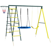 Outsunny - Ensemble de balançoire 4 en 1 pour jardin extérieur - jaune-Comprend plusieurs options de jeu . 