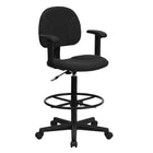 Flash Furniture - Tabouret de dessinateur ergonomique en tissu, accoudoirs réglables, noir-Rembourrage en tissu noir à motif à pois