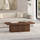 Hudson&Canal Torren 48" Wide Rectangular Fluted Coffee Table - Satin Walnut-Finished in wood-look satin walnut
