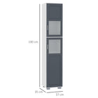 Kleankin - armoire de salle de bain 75 po de haut avec deux placards et portes en verre mat - blanc et gris-La surface en MDF est peinte, lisse et facile à nettoyer 