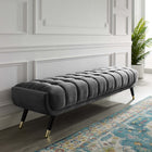Modway Adept Performance Velvet Bench - Grey-Dense Foam Padding for Comfort